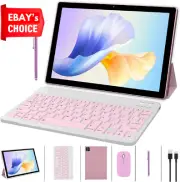 10 Inch Android 14 Tablet 8GB 64GB Keyboard Case Stylus Dual Camera WiFi BT Tab
