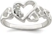[JewelryWeb] 925 Sterling Silver Solid Polished CZ Simulated Diamond Love Heart Ring Statement-Ring for Women
