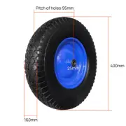 1pc 16" Barrow wheel Wheelbarrow wheels Tyre 16x6.50 x 8 Plastic rim 25mm Blue