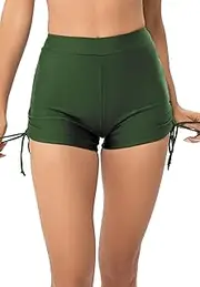 [BONIEE] Womens Women's High Waisted Swim Shorts Tummy Control Board Boy Shorts Adjustable Side Tie Bathing Suit Bikini Bottom