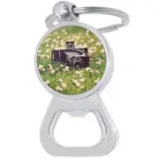 Old Camera Flowers Bottle Opener Keychain - Metal Beer Bar Tool Key Ring