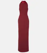 [Safiyaa] Safiyaa Holliana satin-trimmed crêpe gown AU 14 red