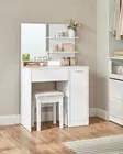 Dressing Table Makeup Vanity Desk with Mirror 1 Drawer 2 Shelves Storage Cabinet