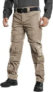 [TRGPSG] Men's Military Tactical Pants Casual Camo BDU Cargo Pants Work Trousers with 10 Pockets WG3F Khaki 42