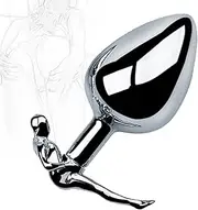 BDSM Metal Buttplug Anal Beads Anal Plug for Anus Stainless Steel Anal Beads for Anal Vaginal Sex Toys for Men Women(L)