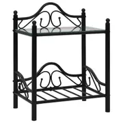 Bedside Table Steel and Tempered Glass 45x30.5x60 cm Black vidaXL