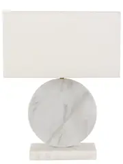 Made by Mayfair Amara 1 Light Table Lamp in White Marble with White Linen Shade