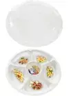 20x Reusable Plastic Party Chip Snack Dip Platters with Clear Lids White Base