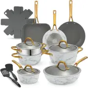 16Pcs Nonstick Cookware Sets, Kitchen Pots and Pans Set Non Stick for Cooking, N