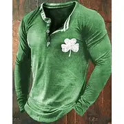 Men's st Patrick's Day T Shirt st Patrick Day Shirts T Shirt Henley Shirt Long Sleeve Henley Spring Fall Shamrock Fashion Designer Basic Print Vacation Casua