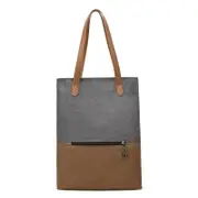GGP Gery And Brown Canvas Tote Bag For Women Multi Use Shoulder Handbag & Backpack, Large Capacity, 30X10X40Cm