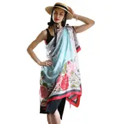 ANYYOU 100% Mulberry Silk Vivid Blue Long Scarf Luxury Brand Women Beach Shawl Wear Swimwear Pashimina Face Shield Foulard
