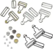 6 Sets Overall Buckles, Metal Suspender Buckles, 38mm Overalls Suspenders Dungaree Buckles And Buttons For Bib Pants