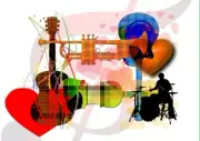 Music Treble Clef Trumpet Guitar an 8x10 Photo Art Poster Print 8x10 vintage