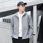 [Generic] Men Sun Protective Clothing UV-Proof Quick Dry Thin Breathable Lightweight Waterproof Summer Outdoor Protective Jacket Dark Gray