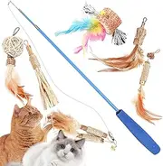 Spring Toys for Domestic Cats - Interactive Pet Toys Set Cat Toys | Portable Teaser Multifunctional Magic Cane Toy Set P