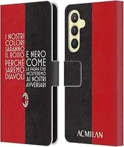Head Case Designs Officially Licensed AC Milan Text Adults Leather Book Wallet Case Cover Compatible with Samsung Galaxy S23 FE 5G