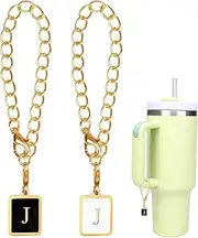 [Dexspoeny] 2Pc Letter Charm Accessories for Stanley Cup, Initial Personalized Tumbler Letter Charm, Adjustable Handle Charm for Stanley Simple Modern Cup, Name Plate for Stanley Tumbler Cup with Handle