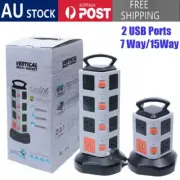 Tower Surge Protector Power Board 7/15 Outlets 2 USB Port Power Strip AU