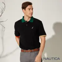 在飛比找momo購物網優惠-【NAUTICA】男裝 跳色領口短袖POLO衫(黑)