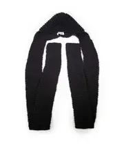 Black Wool Crochet Beanie Scarf