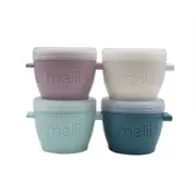 4pc Melii Luxe Snap & Go Pods Snack Food Container w/ Snap-on Lids 40z/120ml