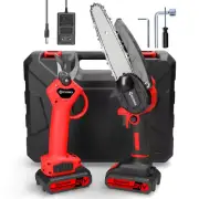 21V 6inch Portable Electric Chainsaw and 30mm Cordless Pruning Shear Set Wood Sp