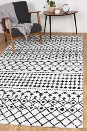 Ermina Tribal Black White Rug