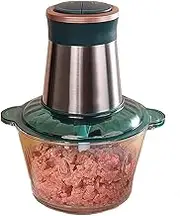 Food Chopper Electric, Food Chopper, Blender 2L Stainless Steel Bowl Kitchen Electric Meat Grinder with 2 Speeds and 4 Bi-Level Blades for Meat, Vegetables, Fruits