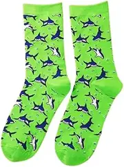 [Generic] Womens Green Sharks Of The Ocean Novelty Socks One Size UK 4-7 EU 36-40, Green, 4.5-8 US