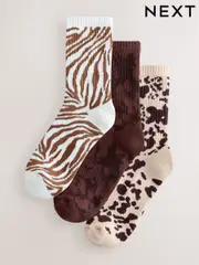Animal Mix Cushion Sole Ribbed Sport Ankle Socks With Arch Support 3 Pack (AN3128) | $19