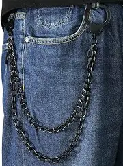 [newtro] Pants Wallet Chain Jeans Punk Chains Handcuffs-design for Biker Hip Hop Goth Keychain for Men Women Z20, Matte Black