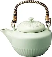 Banko Ware Safe with Direct Fire, Large Capacity Size, Heat-Resistant Earthenware, Green, Capacity: Approx. 3.3 gal (1 L), Microwave Safe, Dishwasher Safe, Ceramic, Made in Japan
