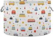 Yoogain Cute Cartoon Cars Yellow storage basket collapsable and waterproof laundry hamper with sturdy handle bins shelving mini for bathroom bathroom clothing