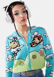 [Dolls Kill x The Powerpuff Girls] Signal In The Sky Zip-Up Hoodie