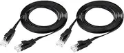 uxcell 2PCS Cat 6 Ethernet Cable 6.6ft, 32AWG 250MHz Flat High Speed RJ45 Cat6 Internet Network Patch Cord for Computer, Gaming, Router, Modem, Black