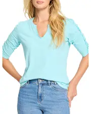 Nzt By Nic+Zoe Ruched Elbow Sleeve Top