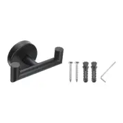 Double Towel Hook, Stainless Steel Wall Mounted Hanger, Black