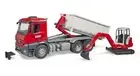MB Arocs Truck w/ Roll-Off-Container + Mini Excavator Bruder Toy Car Model 1/16