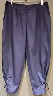 WITCHERY Ladies REGATTA BLUE CUFF DETAIL PANT 3/4 Cotton Size 14 NWT