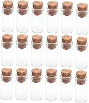 50pcs Mini Cork Glass Bottle Decorations Small Bottles Drink Jars with Lids Bud Pendant Chain Party Guests Flask Decor Message Mini Jars Vials Shot Glasses with Lids Cork Wooden