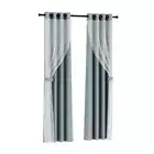 2X 132x213cm Blockout Sheer Curtains Light Grey Artiss