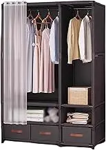 Non-Woven Fabric Portable Closets Strong Portable Wardrobe Storage Closet with Curtain Includes Storage Bags for Clothes