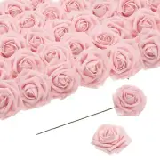 25pcs Foam Roses Artificial Flower Fake Roses with Stems, Champagne Pink