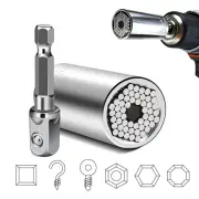 Universal Socket Adapter Set Perfect for Ratchet Wrench and Electric Drill - Adjustable Gadget Features Strong Chrome St