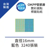 在飛比找momo購物網優惠-【OKPP 歐凱普】艷彩圓點標籤貼紙 直徑16mm 藍色 3