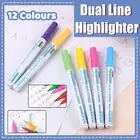 12 Colours Card Writing Drawing Double Line Outline Pen Highlighter Marker Pen