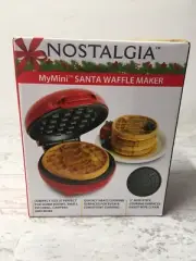 New Nostalgia MyMini Christmas Santa Waffle Maker NIB Non Stick Easy Clean