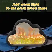 20PCS DIY Cloud Tulip Night Light Tulip Night Simulation Flower Bedroom Sleeping Table LampRoom Decor for Teen GirlsHandmade Makeup Mirror for Furniture Decora