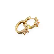 ANYCO Earrings Gold Plated Yellow Luxury Square CZ Round Ear Buckle For Women Girl Teen Chic Fashion Stylish Accessories Jewelry Gifts
